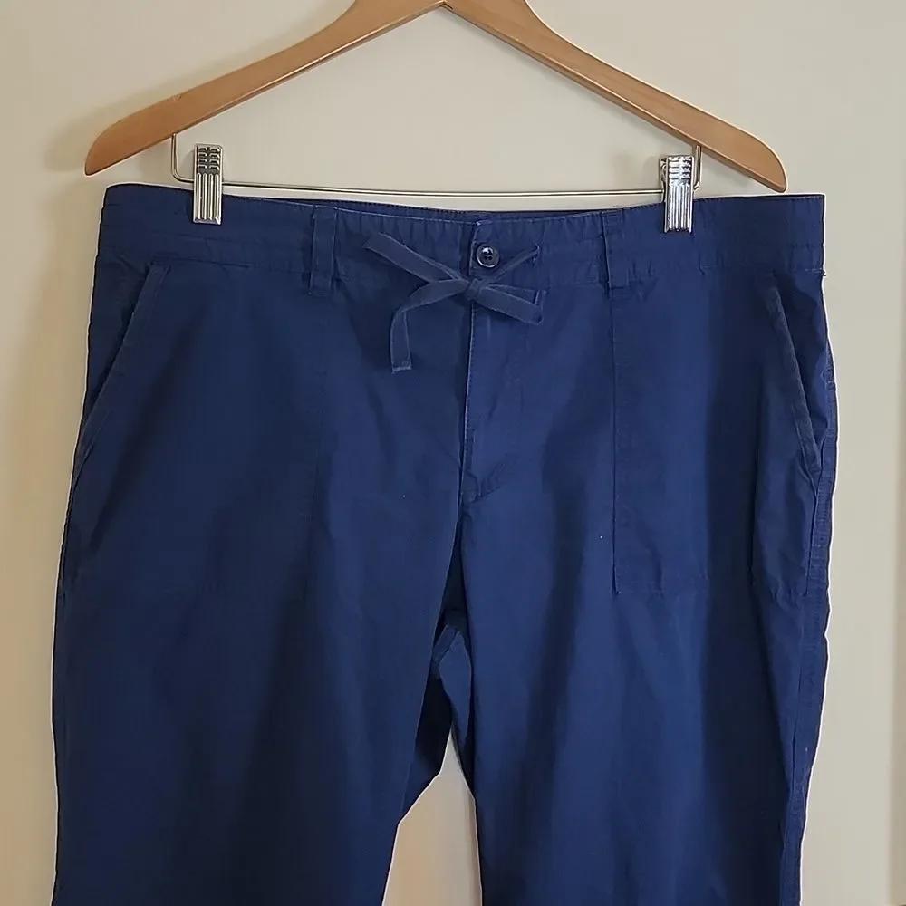 Ralph Lauren Women's Dark Blue Ankle Pants, Drawstring Waist, Loose Fitting